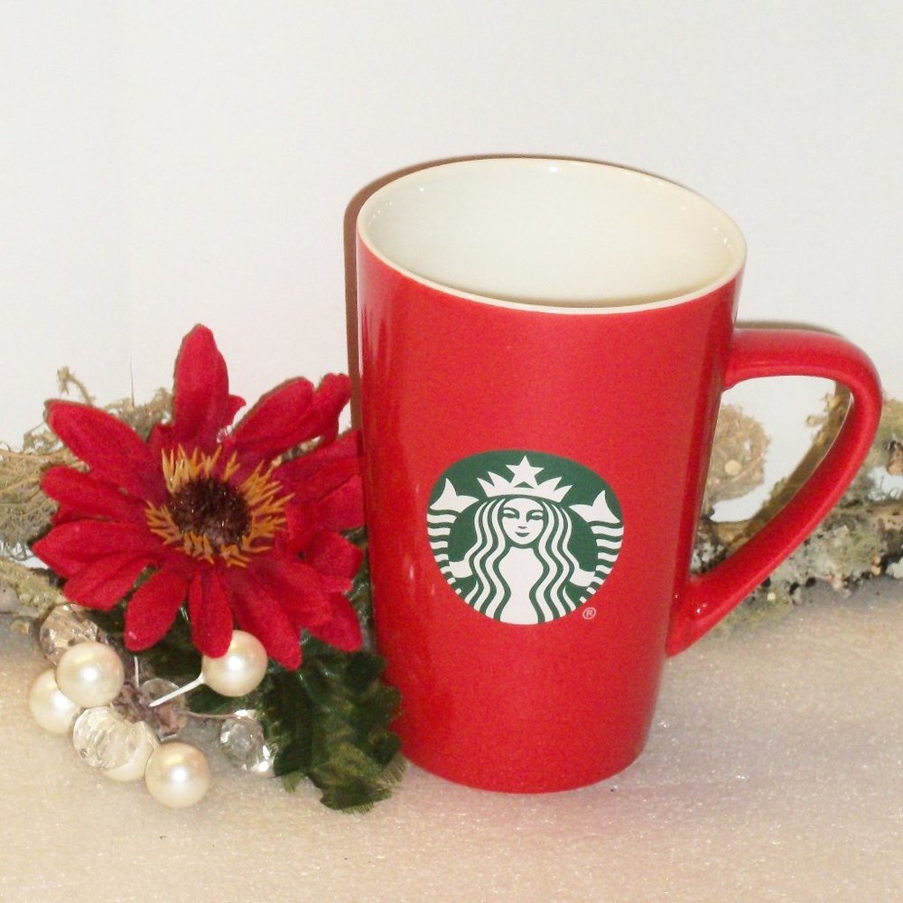 STARBUCKS 2020 Tall Red Mug 12 oz Coffee Cup Classic Mermaid 5" Tall NWOT
